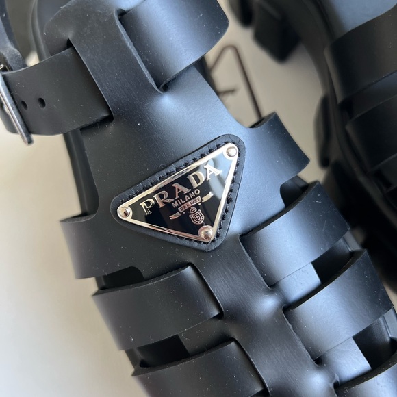 Brand New w Box Prada Rubber Monolith sandals black Gladiator summer shoes 38 - Picture 4 of 9